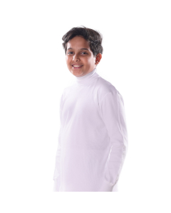 YOUTH'S Boy's T-shirt LONG SLEEVE HIGH COLLAR-White
