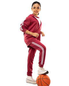 Women’s 3-piece sports pajama set in burgundy