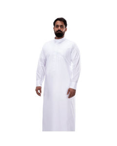 Drosh thobe curve dome two buttons white