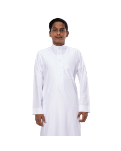 Drosh thobe curve dome two buttons white