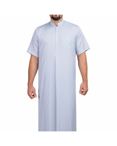 ثوب البيت كويتي  نصف كم موديل ( كويتي 1 )  لون أزرق مموج 