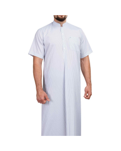 دروش ثوب كويتي نصف كم مقلم فضي