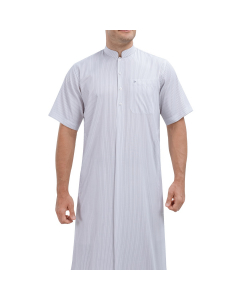 دروش ثوب كويتي نصف كم مقلم رمادي