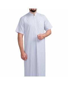 دروش ثوب كويتي نصف كم مقلم أزرق