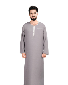 دروش ثوب منزلي نصف كم أزرار رمادي فاتح