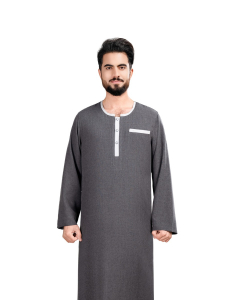 دروش ثوب منزلي نصف كم أزرار رمادي