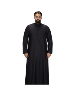 دروش ثوب شتوي رجالي مقلم قلاب سحاب أسود M 53