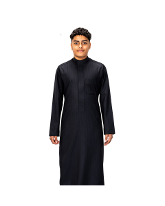 دروش ثوب شتوي شبابي مقلم كيرف سحاب أسود