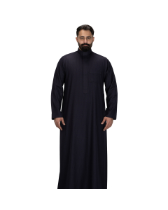 دروش ثوب شتوي رجالي مقلم كيرف سحاب كحلي