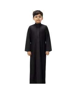 دروش ثوب شتوي أطفال مقلم كيرف سحاب أسود 