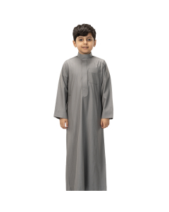 دروش ثوب شتوي أطفال مقلم كيرف سحاب  رصاصي