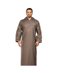 ثوب دروش شتوي منزلي بني نقش مربعات