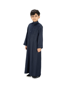 winter formal thob embroidery curved collar plain dark blue