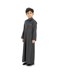 winter formal thob embroidery curved collar plain grey
