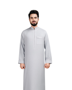 دروش ثوب بيت منزلي كتان سحاب قبة كيرف فضي