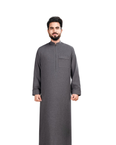 دروش ثوب بيت منزلي كتان قبة كيرف رمادي