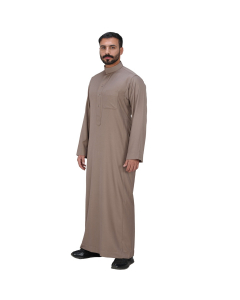 winter formal thob curved collar men beige