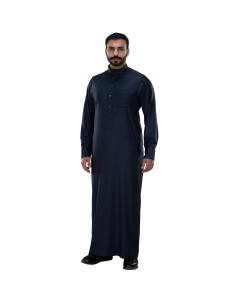 winter formal thob double cuff without lining curved collar men dark blue