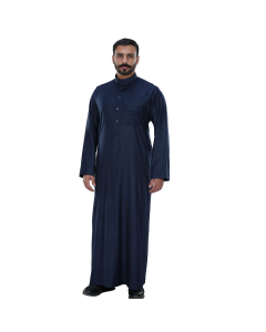 winter formal thob curved collar men dark blue