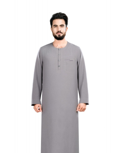 دروش ثوب منزلي نصف كم أزرار رمادي