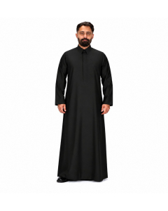 ثوب دروش شتوي رجالي قلاب سحاب مخفي أسود